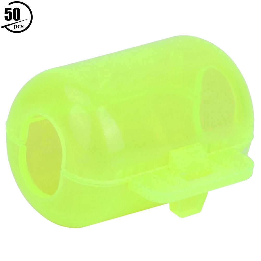 50pcs Fluorescent Yellow Plastic Squid Lure Hook Box Cover Case Fishing Accessory(s)