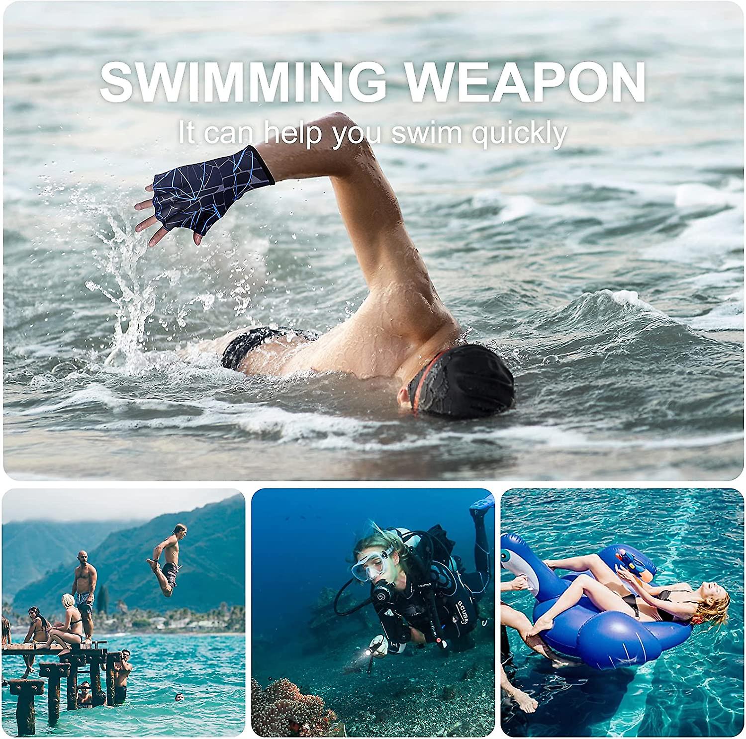 Nylon Swimming Gloves Aquatic Swimming Webbed Gloves Water Training Hand Webbed Hands Webbed Flippers Swim Gear Gloves Fit Aquatic Training Swim Costu