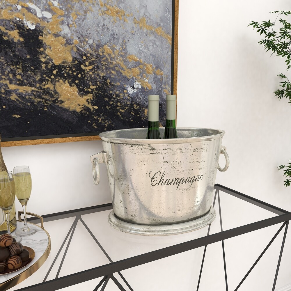 Silver Aluminum Champagne Text Ice Bucket