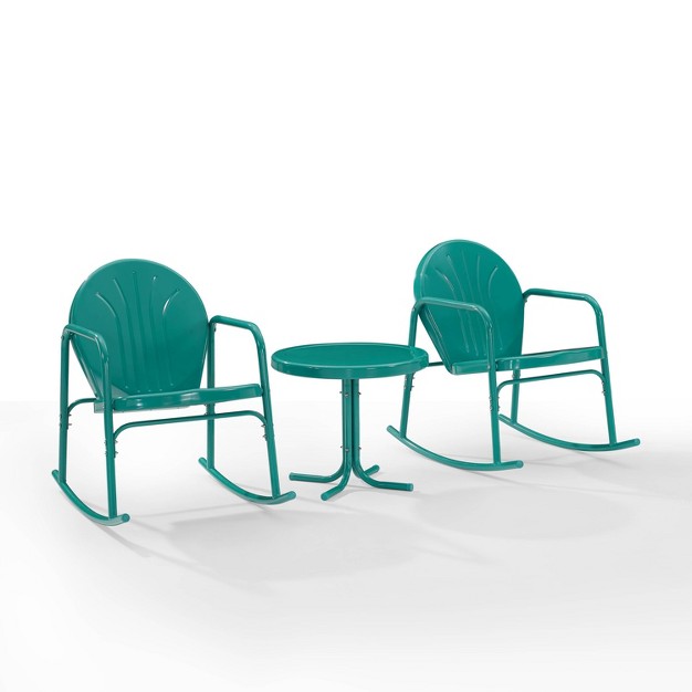 Griffith 3pc Outdoor Rocking Chair Set Turquoise Crosley