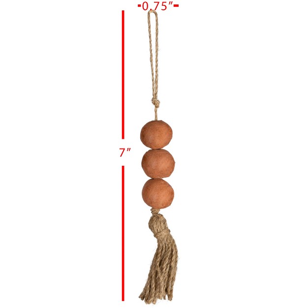 Beaded Terracotta amp Jute Tassel Foreside Home amp Garden