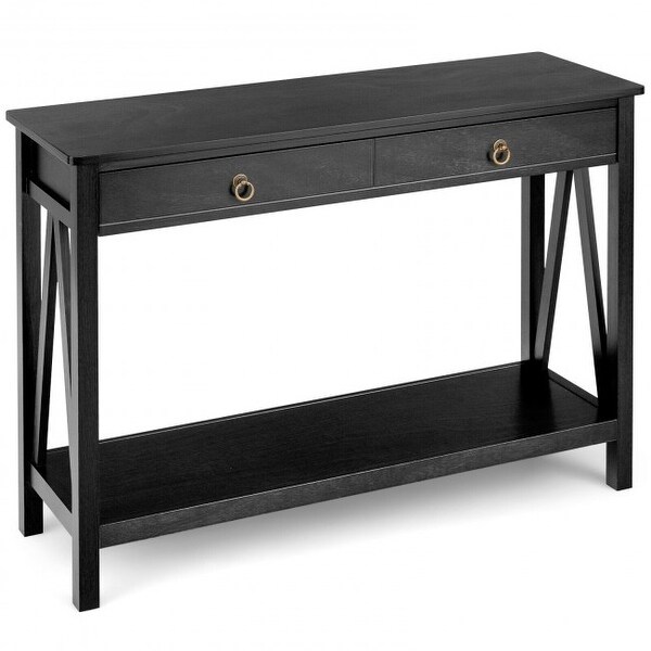 Console Table with 2 Drawer Storage Shelf for Entryway Hallway - 42