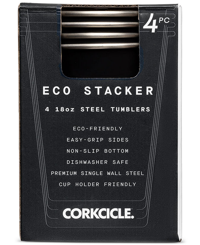 Corkcicle Matte Black Eco Stacker 18-Oz. Tumblers Set of 4