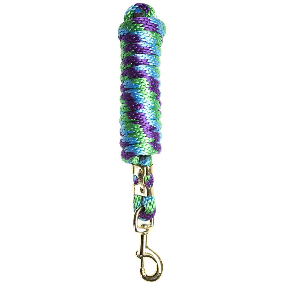 Mustang Poly Lead Rope 9ft. with Bolt Snap， Black/Green/Blue， One Size