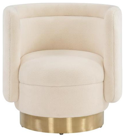 Sara Swivel Accent Chair Ivory/Gold   Contemporary   Armchairs And Accent Chairs   by Virgil Stanis Design  Houzz