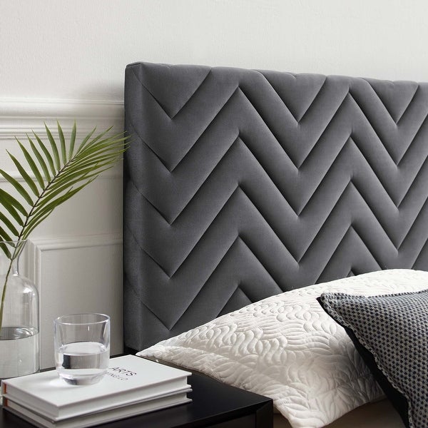 Mercy Chevron Tufted Performance Velvet Twin Headboard - - 37076240