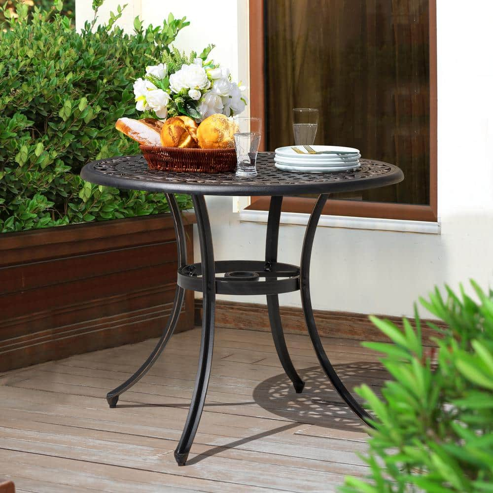 Nuu Garden Cast Round Aluminum Bistro Table