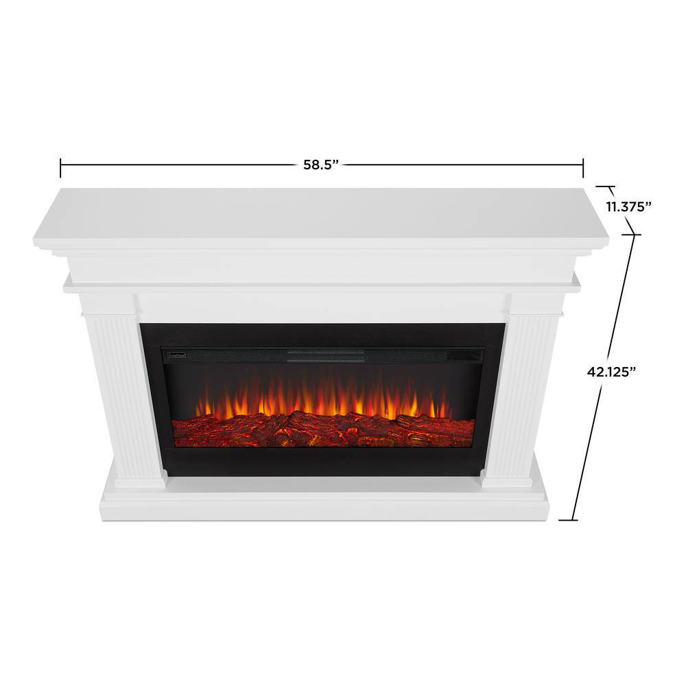 Real Flame Beau 59 in. Freestanding Electric Fireplace in White 8080E-W