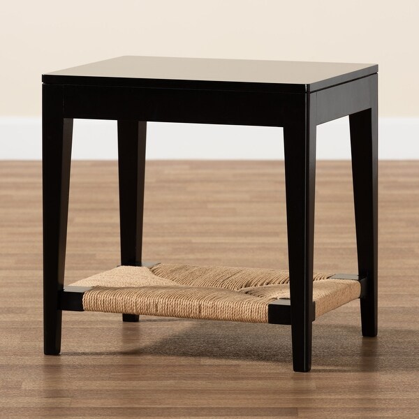 Freya Modern Bohemian Black Finished Bayur Wood End Table