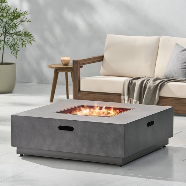 Wellington Outdoor 50000 Btu Square Fire Pit With Concrete Finish Christopher Knight Home