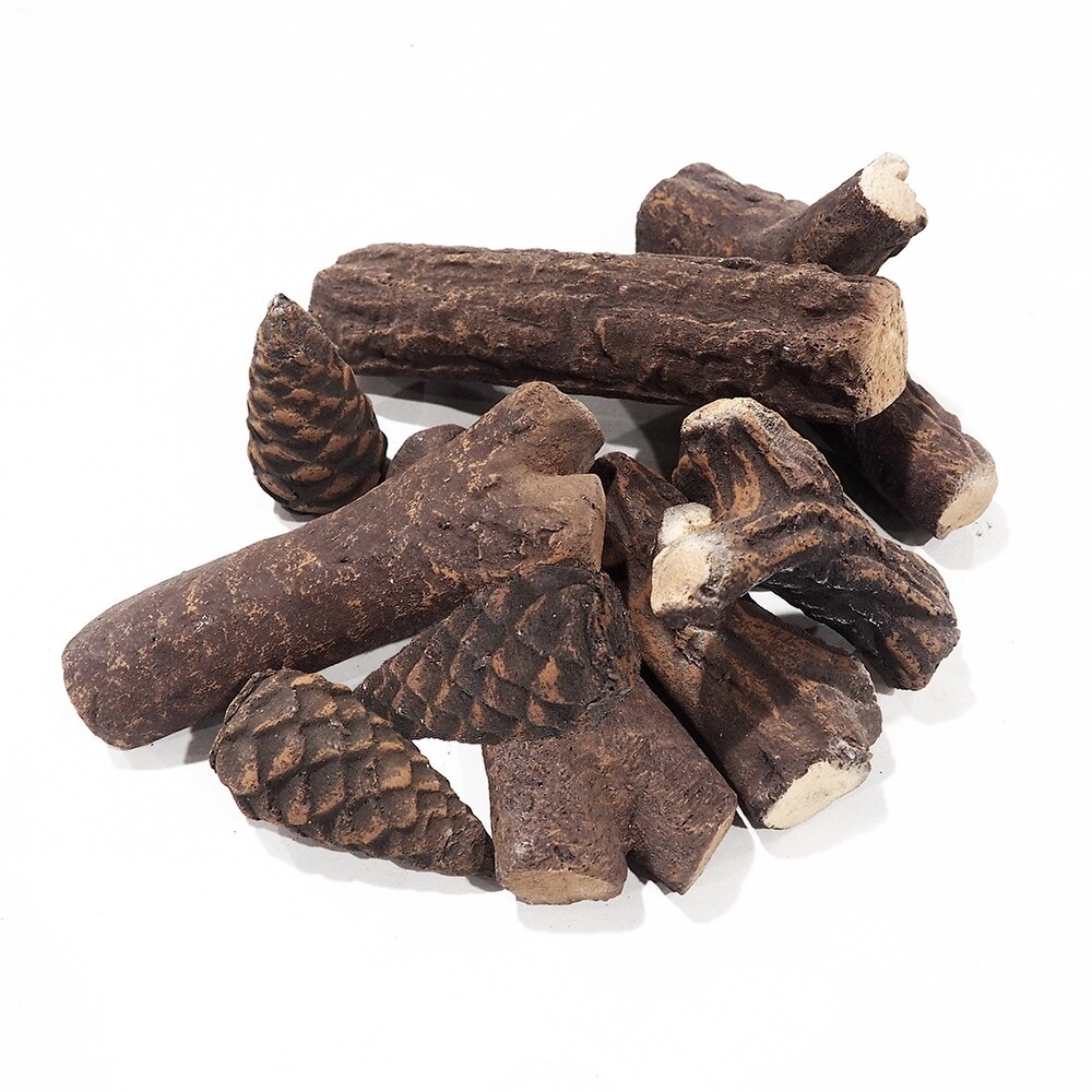9 Pcs Ceramic Wood Fire Pit Logs for Indoor or Outdoor