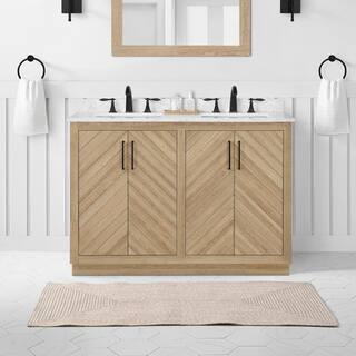 Glacier Bay Huckleberry 48 in. W x 19 in. D x 34.5 in. H Double Sink Bath Vanity in Weathered Tan with White Cultured Marble Top Huckleberry48WT