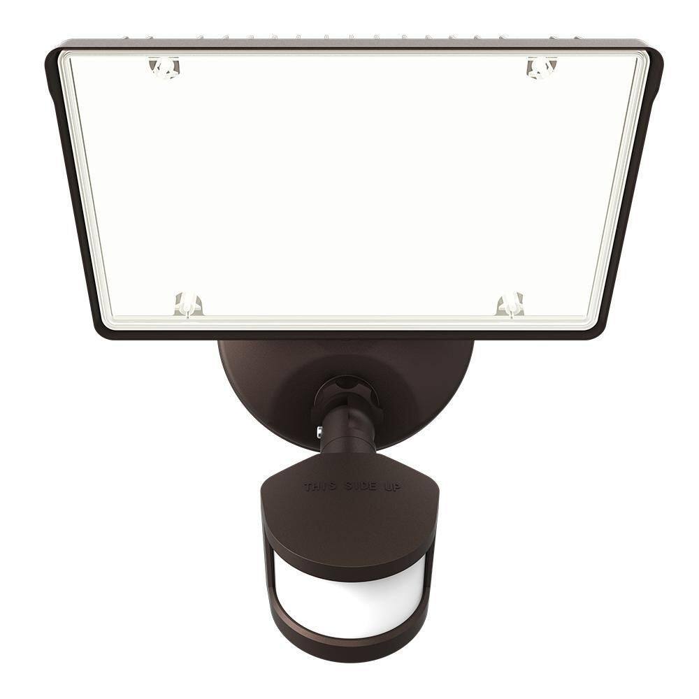 HALO TGS Bronze Motion Activated Outdoor Integrated LED Flood Light with Square Single Head 4000K 5800 Lumens TGS5S401MSCB