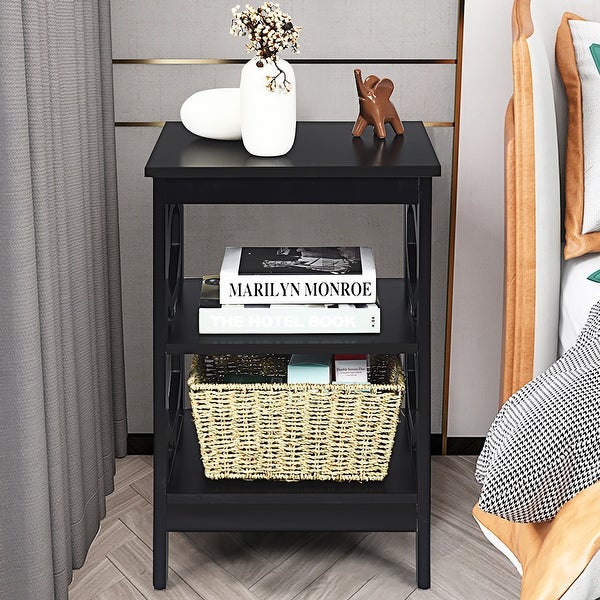 Costway 3-tier Nightstand Sofa Side End Accent Table Storage Display - - 36902713