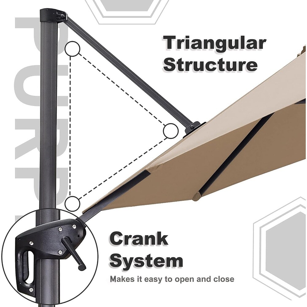 PURPLE LEAF 10 x 13 ft 360 Degree Rotation Patio Umbrella
