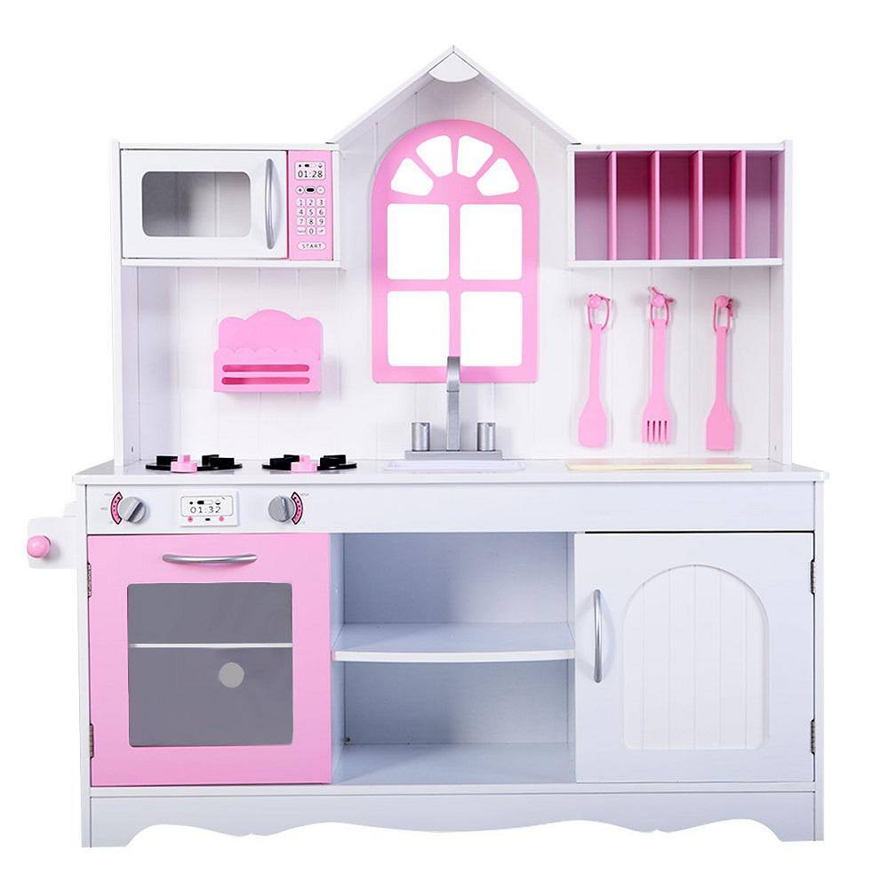 Costway TY322434 Kids Wood Kitchen Toy Cooking Pretend Play Set Toddler Wooden Playset