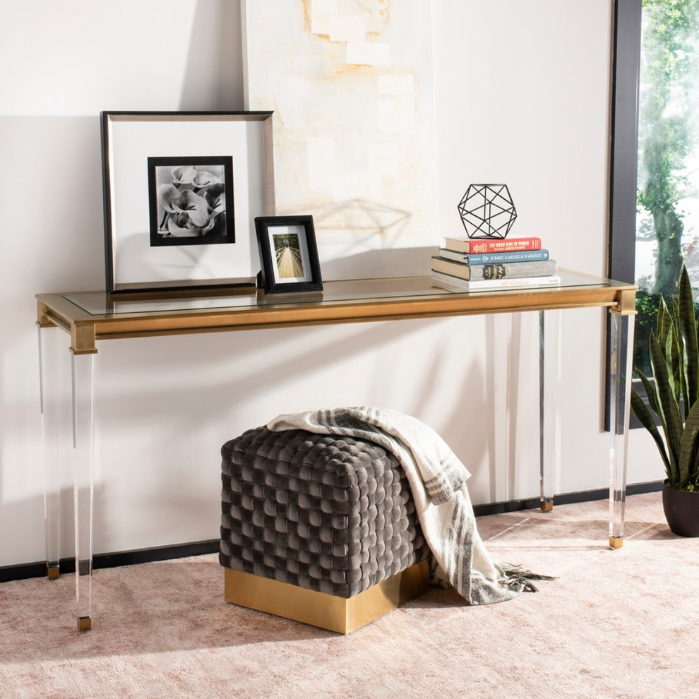 Envee Acrylic Console Table Brass   Contemporary   Console Tables   by Peachtree Fine Furniture  Houzz