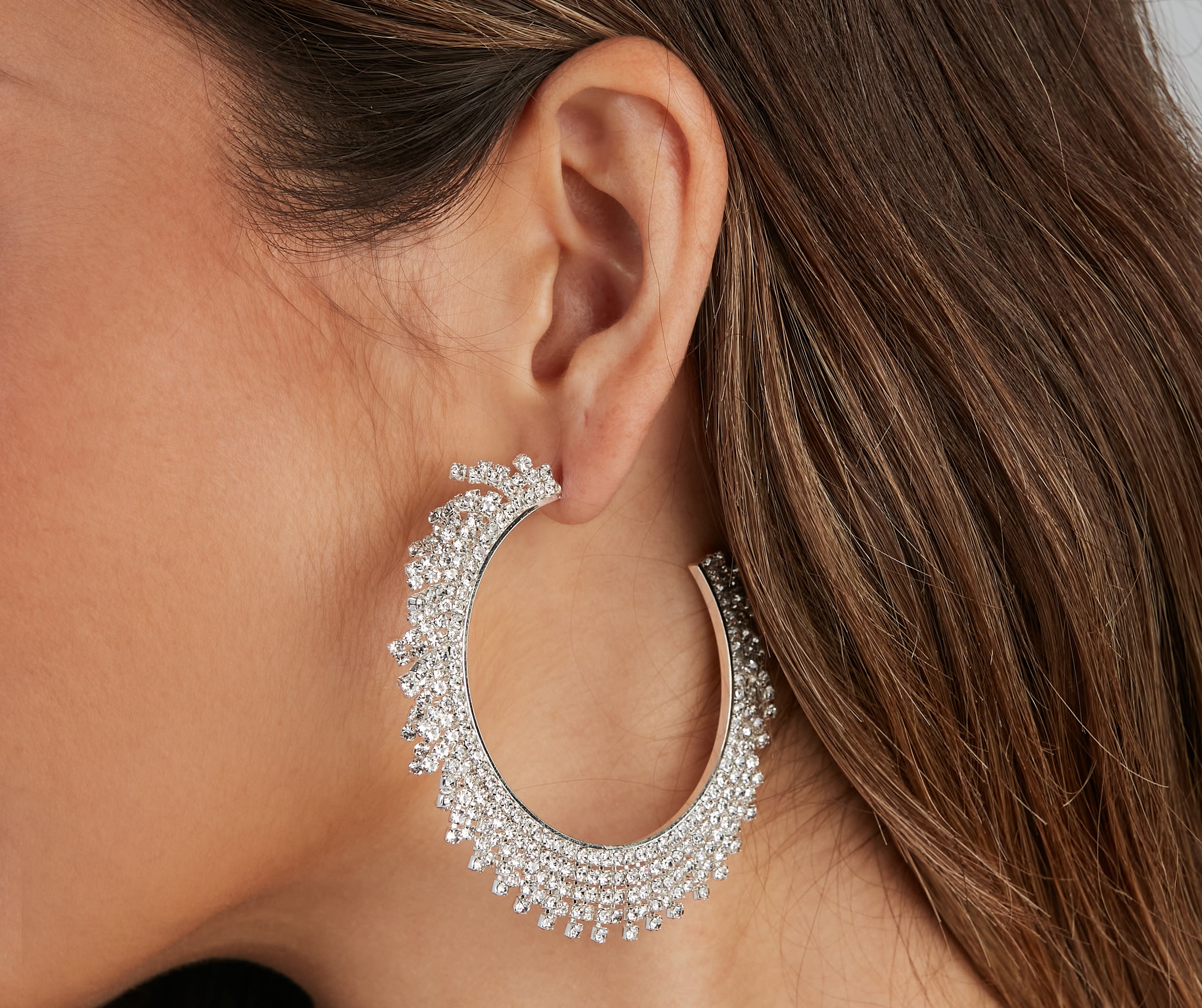 Major Glamour Rhinestone Fringe Hoops