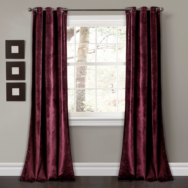 Home Boutique Prima Velvet Solid Light Filtering Window Curtain Panels Plum 38x95 Set