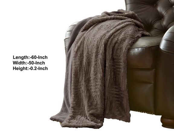 Benjara BM204284 Treviso Faux Fur Throw with Fret ...