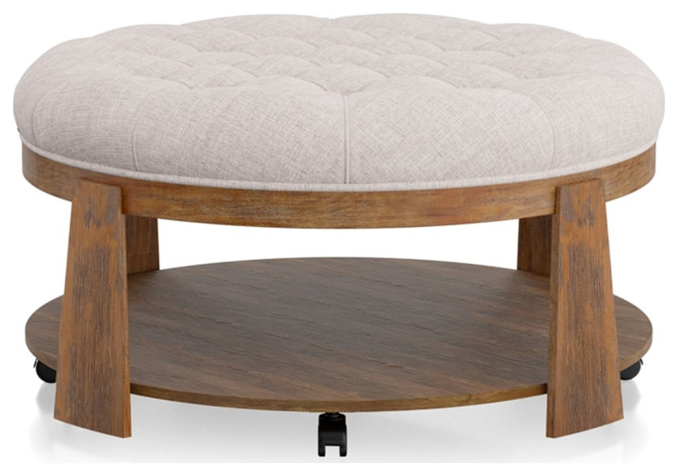 Furniture of America Scandi Wood Round Coffee Table in Natural and Beige   Transitional   Coffee Tables   by Homesquare  Houzz