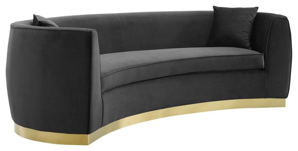 Resolute Curved Performance Velvet Sofa   Contemporary   Sofas   by Homesquare  Houzz