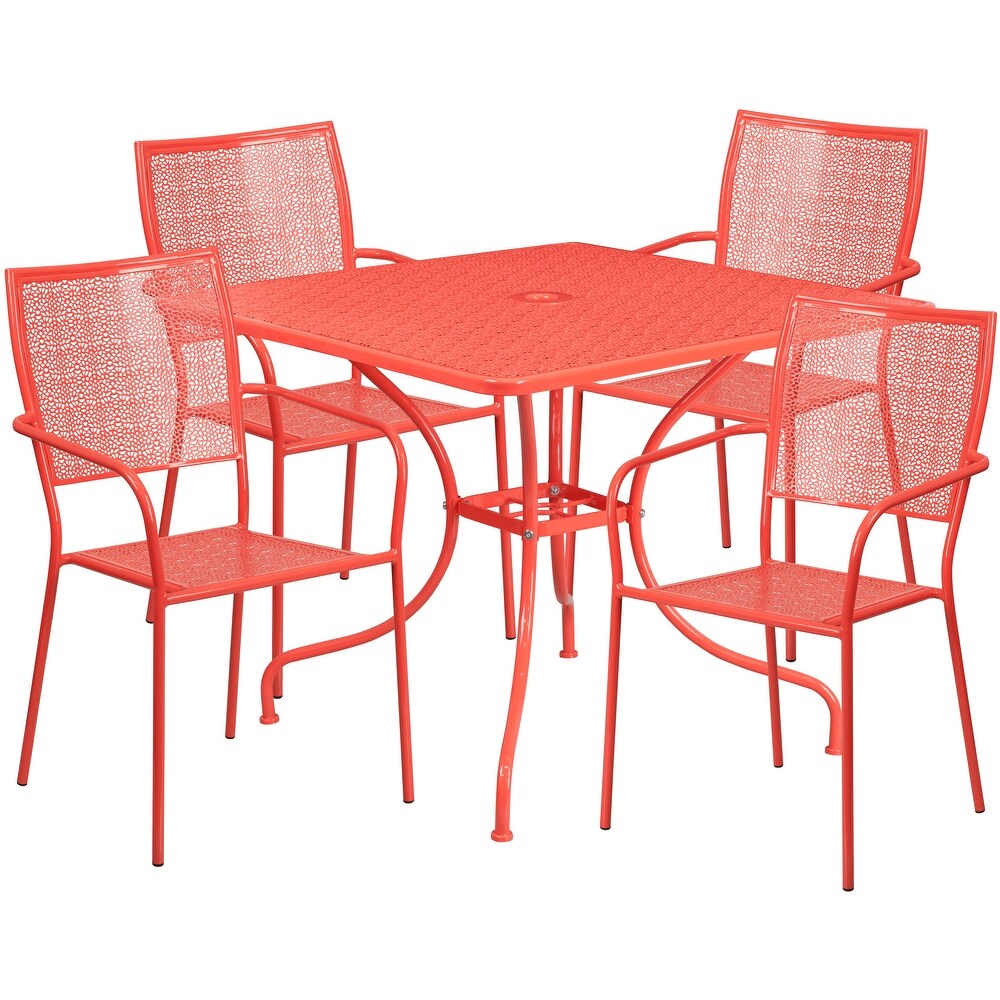 Steel 5 piece 35.5 inch Square Indoor Outdoor Dining Set