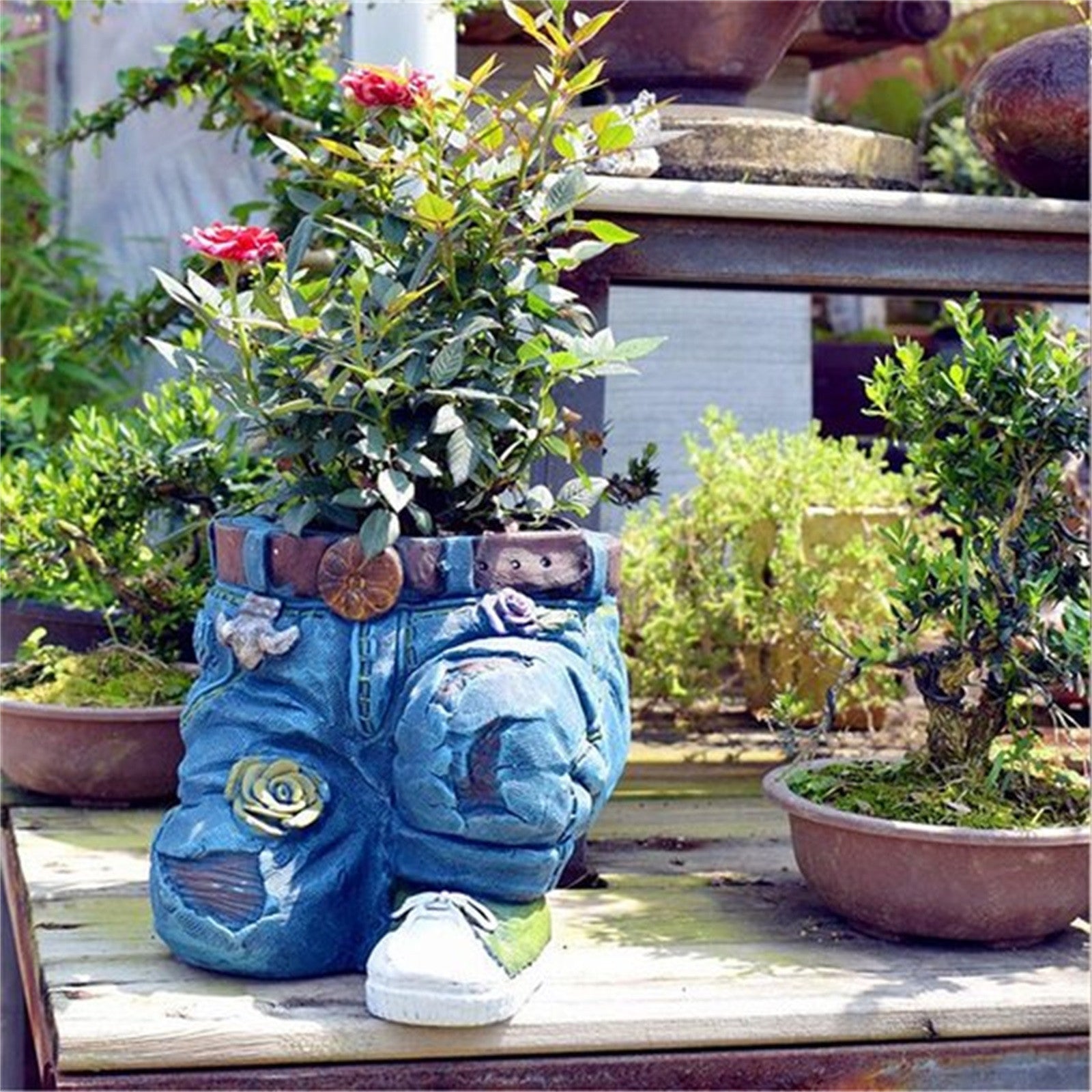 BDDVIQNN Home Decoration Jeans Resin Pots Decorative Resin Crafts Garden Potted Jeans Pots B