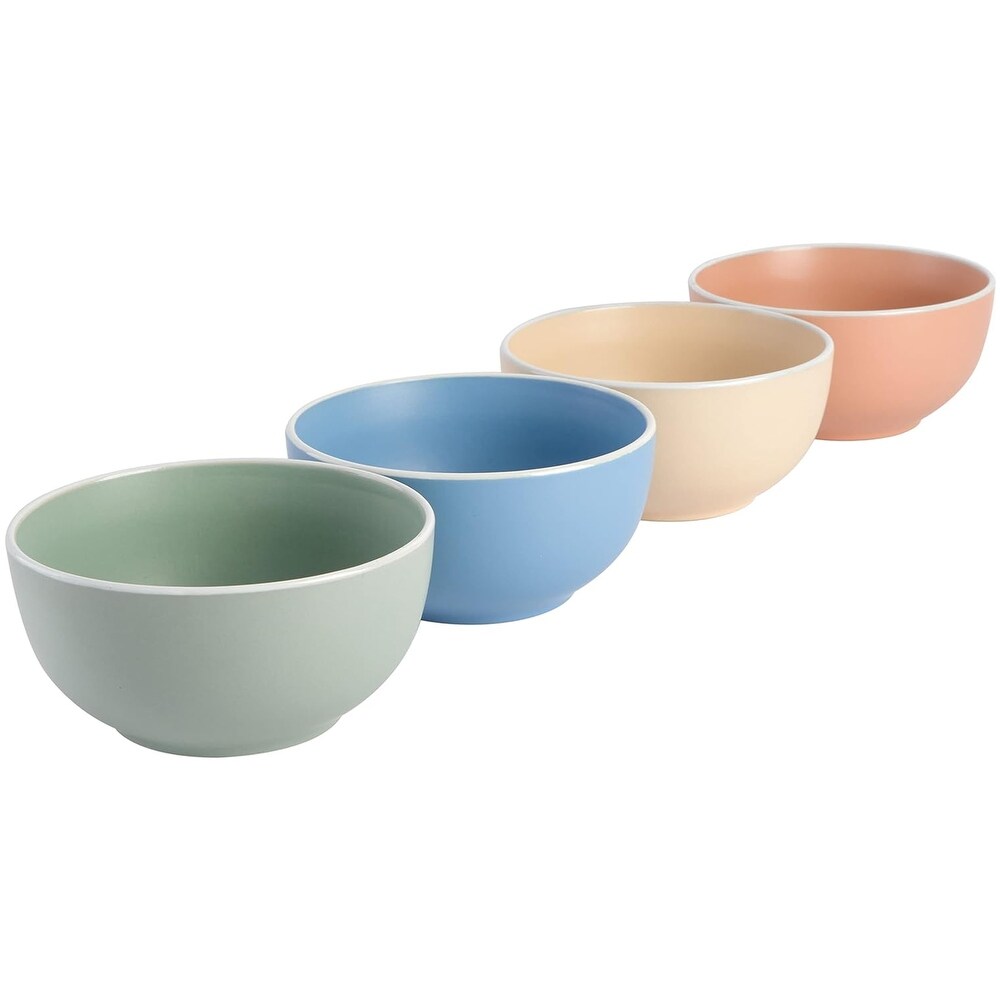 Spice By Tia Mowry Creamy Tahini 4 Piece Round Stoneware Cereal Bowl Set in Assorted Matte