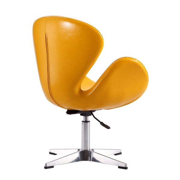 Raspberry Faux Leather Adjustable Swivel Chair in Yellow and Polished Chrome (Set of 2)