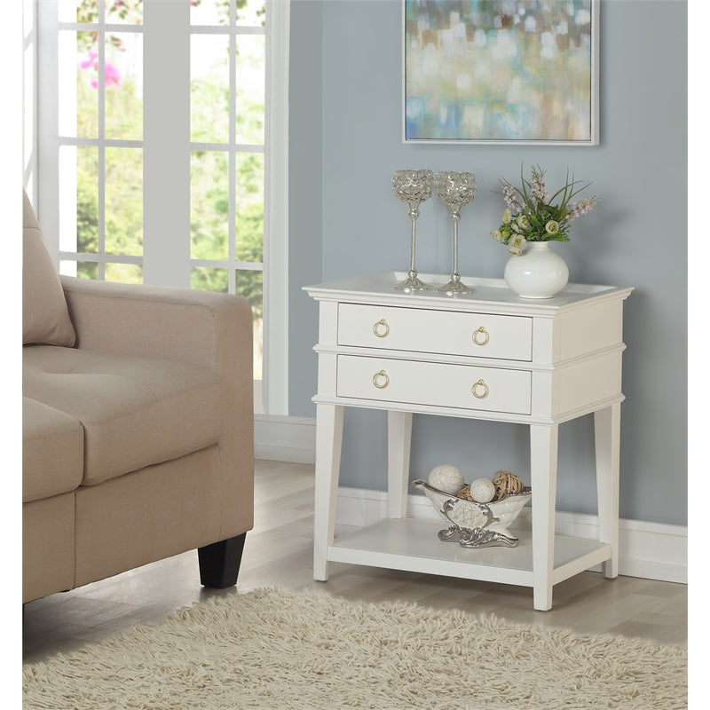 Comfort Pointe Clara 2-Drawer Tray Top Wood Nightstand in White