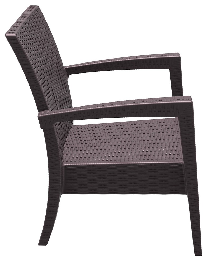 Compamia Miami Outdoor Club Chair Brown With Acrylic Fabric Cushion Set of 2   Tropical   Outdoor Lounge Chairs   by Compamia  Houzz