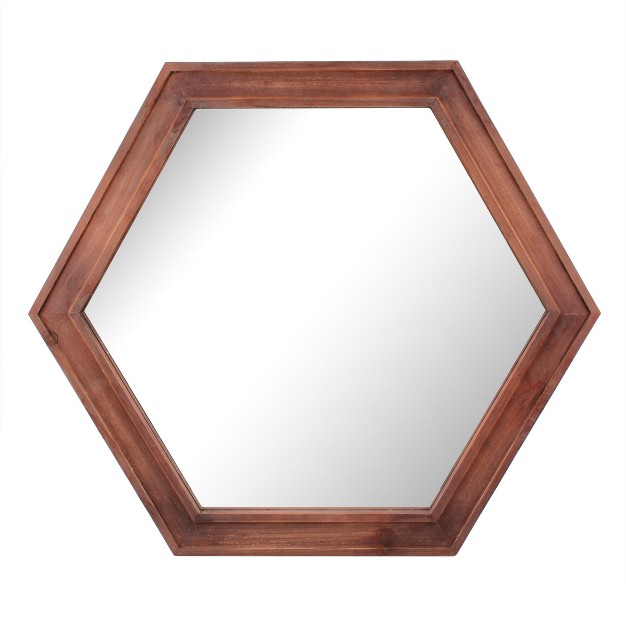 Wooden Hexagon Stratford Decorative Wall Mirror Maroon Stonebriar Collection