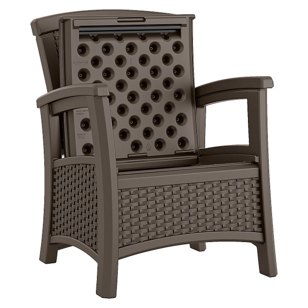 Suncast Elements Resin Patio Storage Club Chair Java