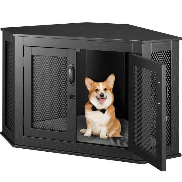 Corner Dog Crate Dog Kennel with Cushion Indoor Dog Crate Cage