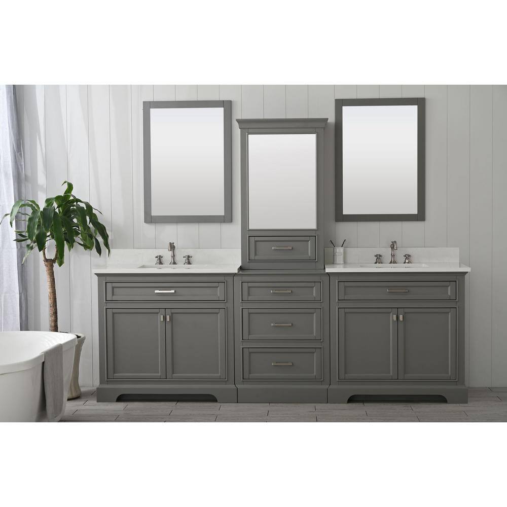 Design Element Milano 84 in. W x 22 in. D x 73 in. H Modular Bath Vanity in Gray with White Quartz Top ML-84MC-GY