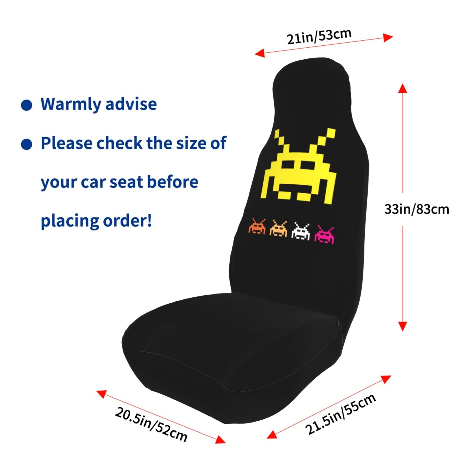 TEQUAN Front Seat Covers， Alien UFO Space Game Pattern 2 Piece Car Seat Cover Fit Most Car SUV Truck Van