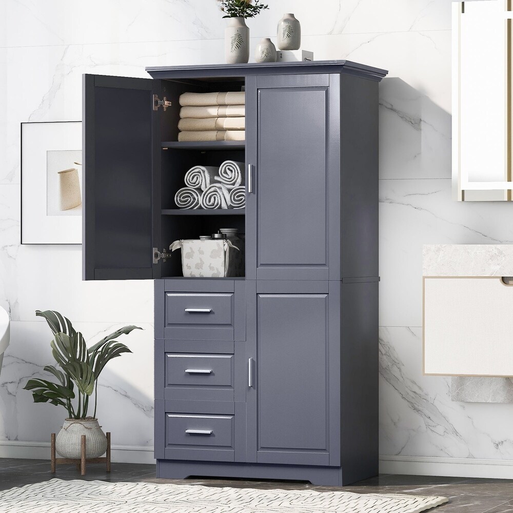 32 in. W x 72 in. H Storage Cabinet with Doors and Three Drawers   32\