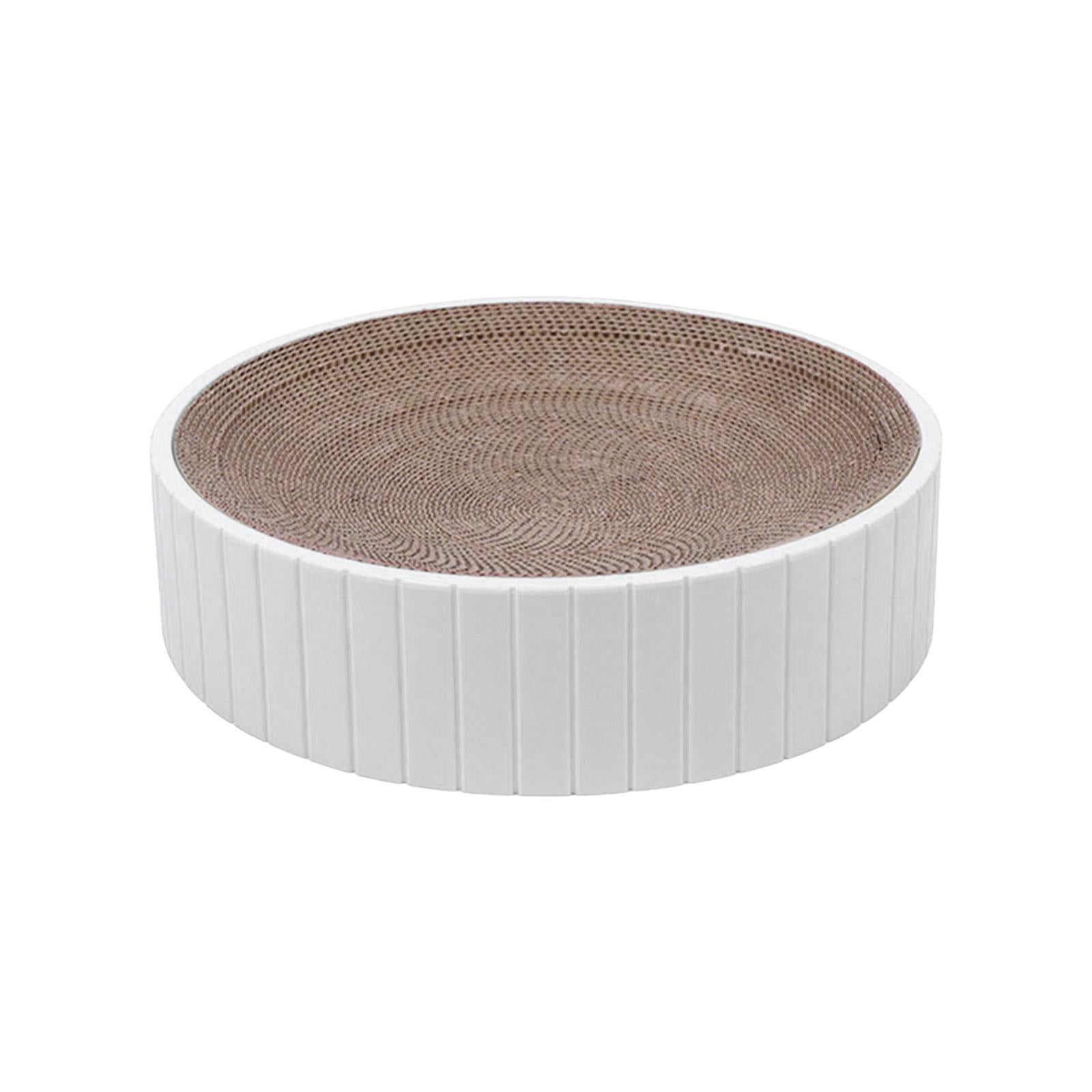 Round Cat Scratcher Furniture Protection Sofa Replaceable Inner Core Corrugated Cardboard Scratcher Scratch Toy for Sleeping Training Kitten White