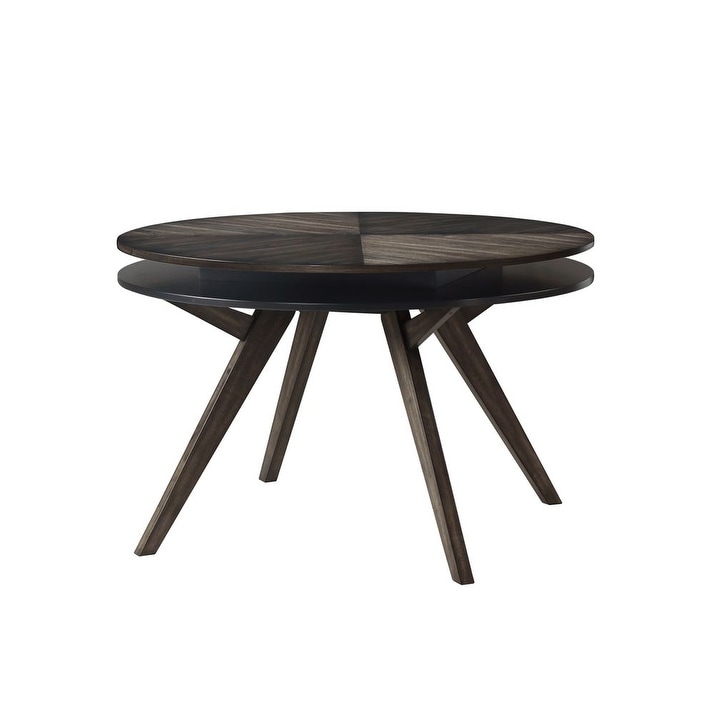 Lennox Round Wood Dining Table  Dark Tobacco   Brown