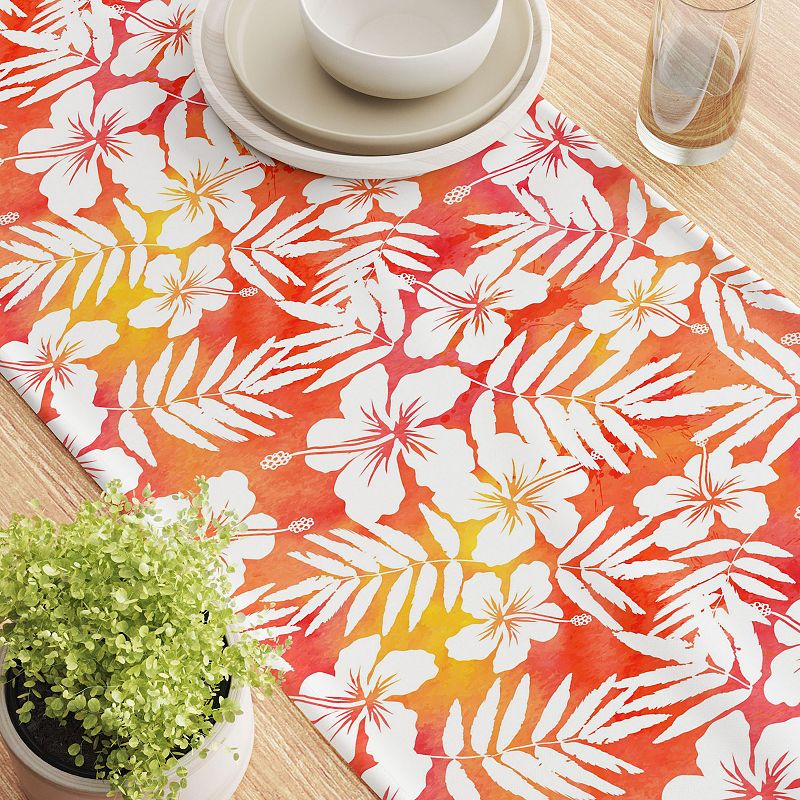 Table Runner， 100% Polyester， 14x108， Hibiscus Island Style