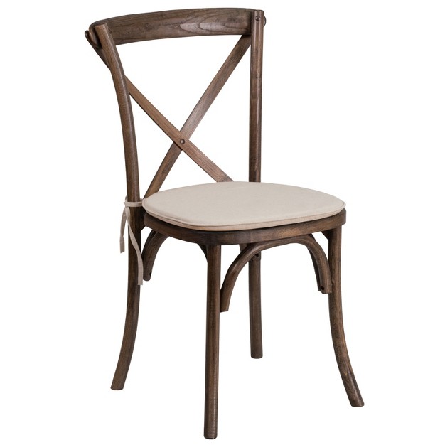 Emma And Oliver Stackable Wood Cross Back Dining Chair With Cushion