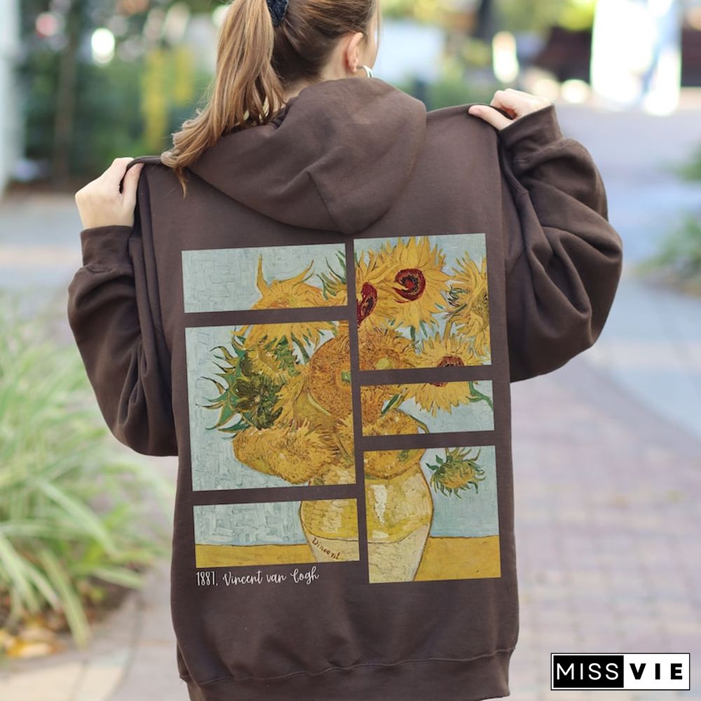 Sunflowers Hoodie Vincent Van Gogh Art Retro Vintage Hoodie