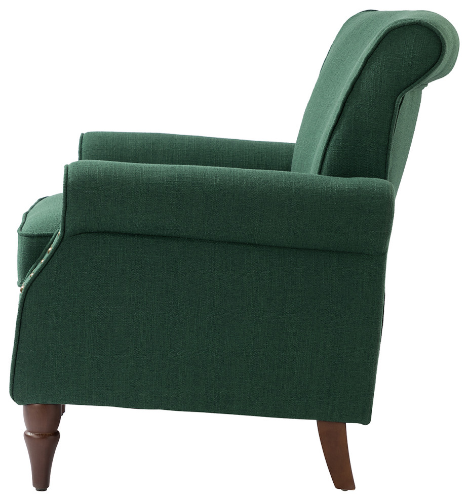 32.5 quotWooden Upholstered Accent Chair With Arms Set of 2   Traditional   Armchairs And Accent Chairs   by Karat Home  Houzz