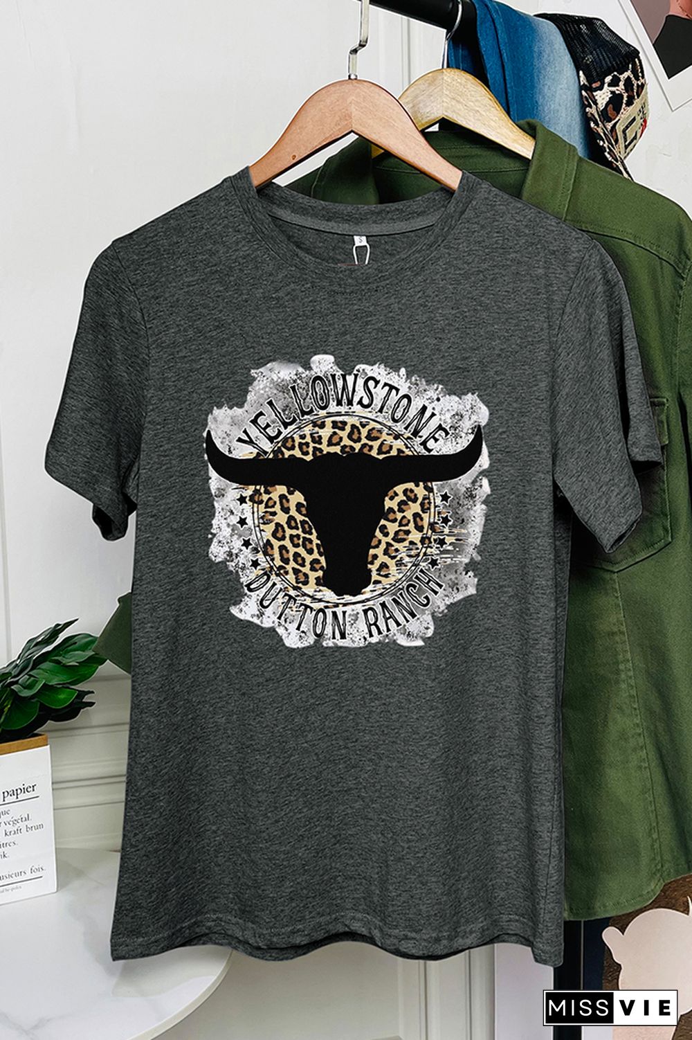 Yellowstone Dutton Ranch Leopard Short Sleeve Graphic Tee Wholesale