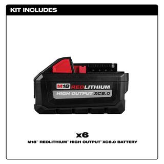 MW M18 18-Volt 8.0 Ah Lithium-Ion High Output XC Battery (6-Pack) 48-11-1882-x3