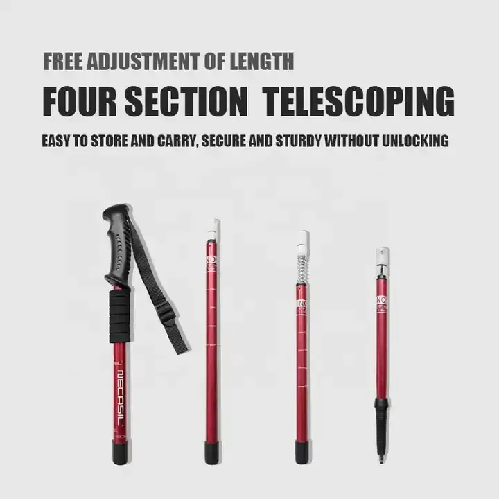 Custom Outdoor Sports Equipment 4 Section T handle Foldable Aluminum oy Climbing Walking Hiking Sticks