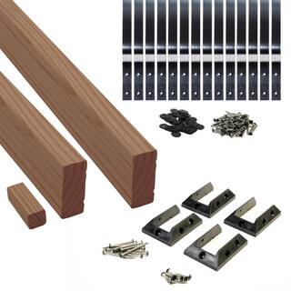 ProWood 6 ft. Walnut-Tone Southern Yellow Pine Rail Kit with Aluminum Contour Balusters 446441