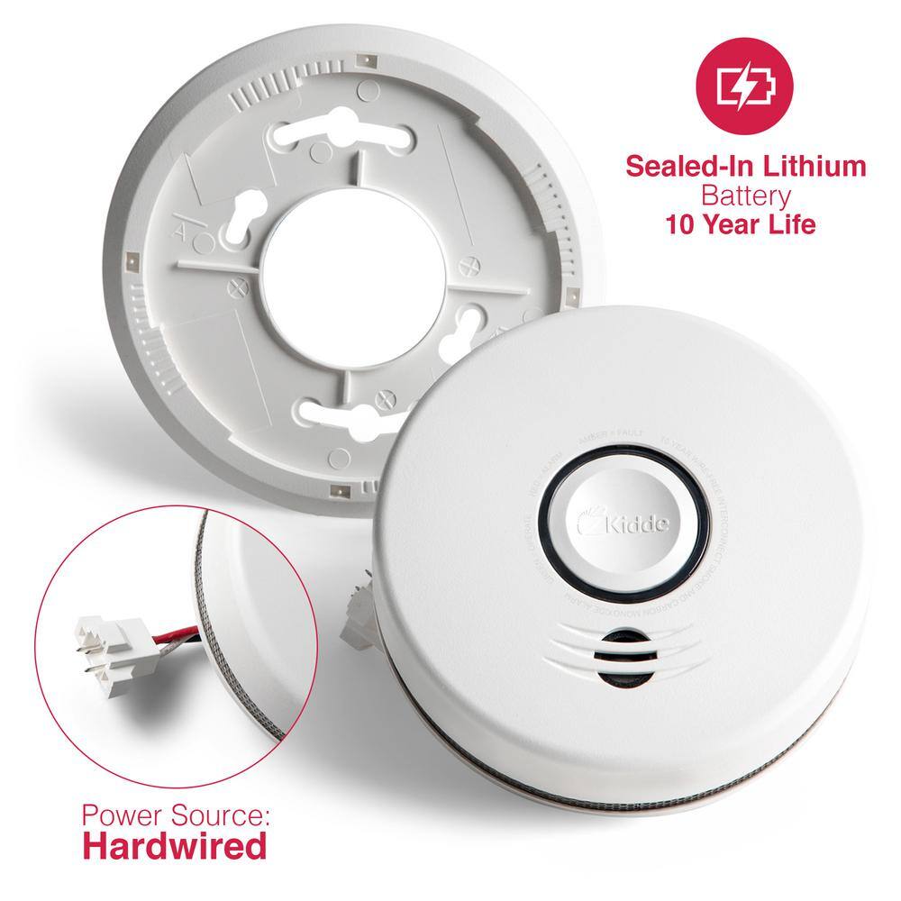 Kidde 10 Year Worry-Free Hardwired Combination Smoke and Carbon Monoxide Detector with Wire-Free Voice Interconnect 21028759