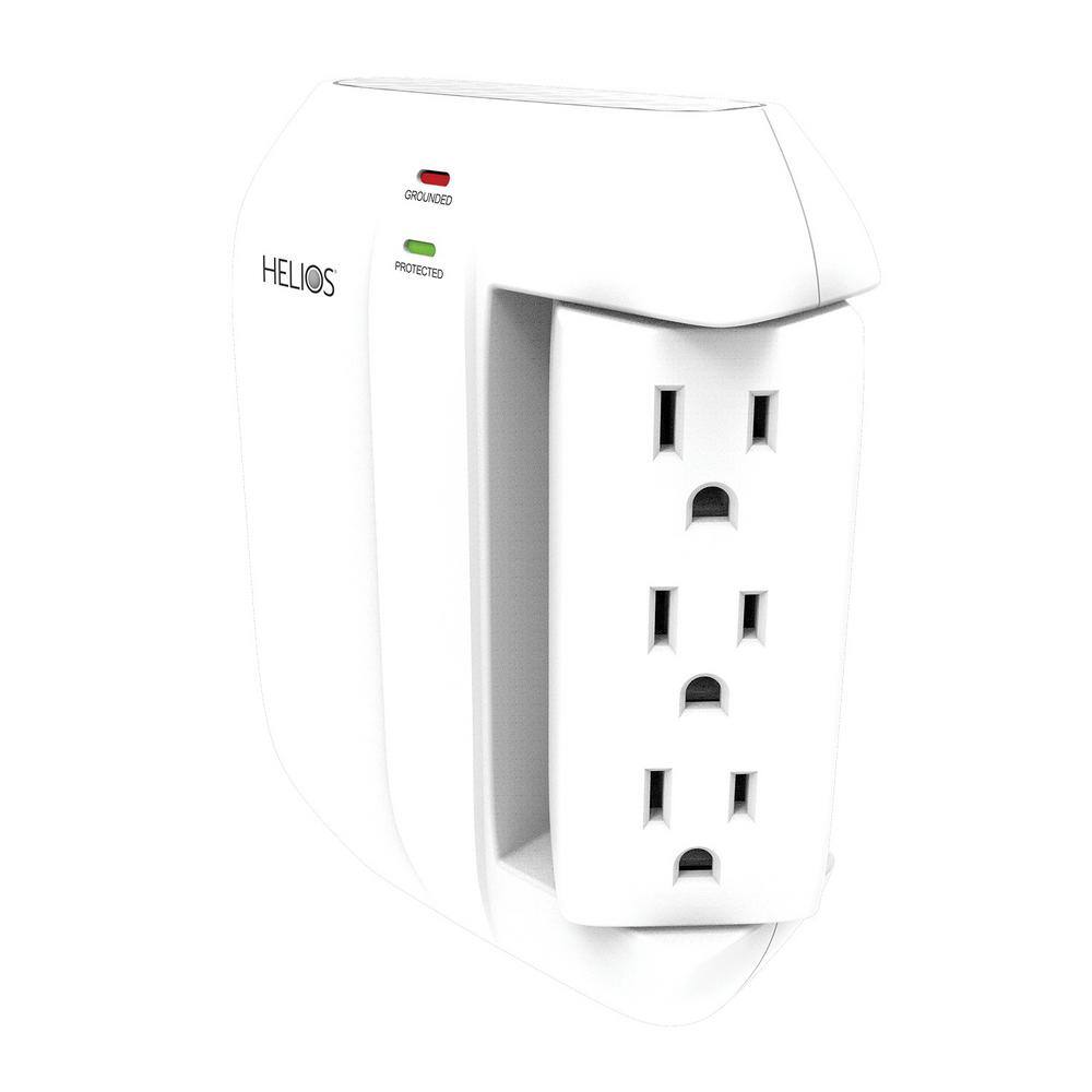 Helios 5-Outlet Wall Tap Surge Protector with 2 USB Charging Ports AS-HP-5R